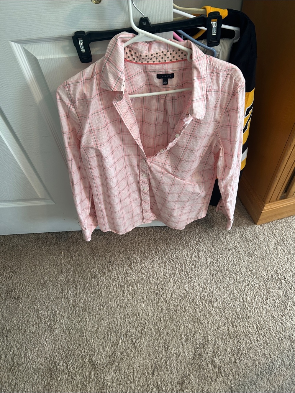 Talbots Pink Plaid Button-Up Shirt